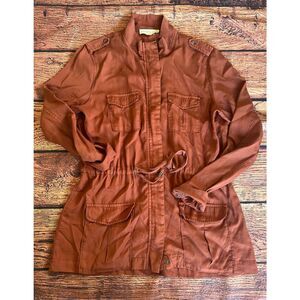 Lovestitch Field Utility Jacket Cinch Waist Rust Red Brown Jacket Size‎ M